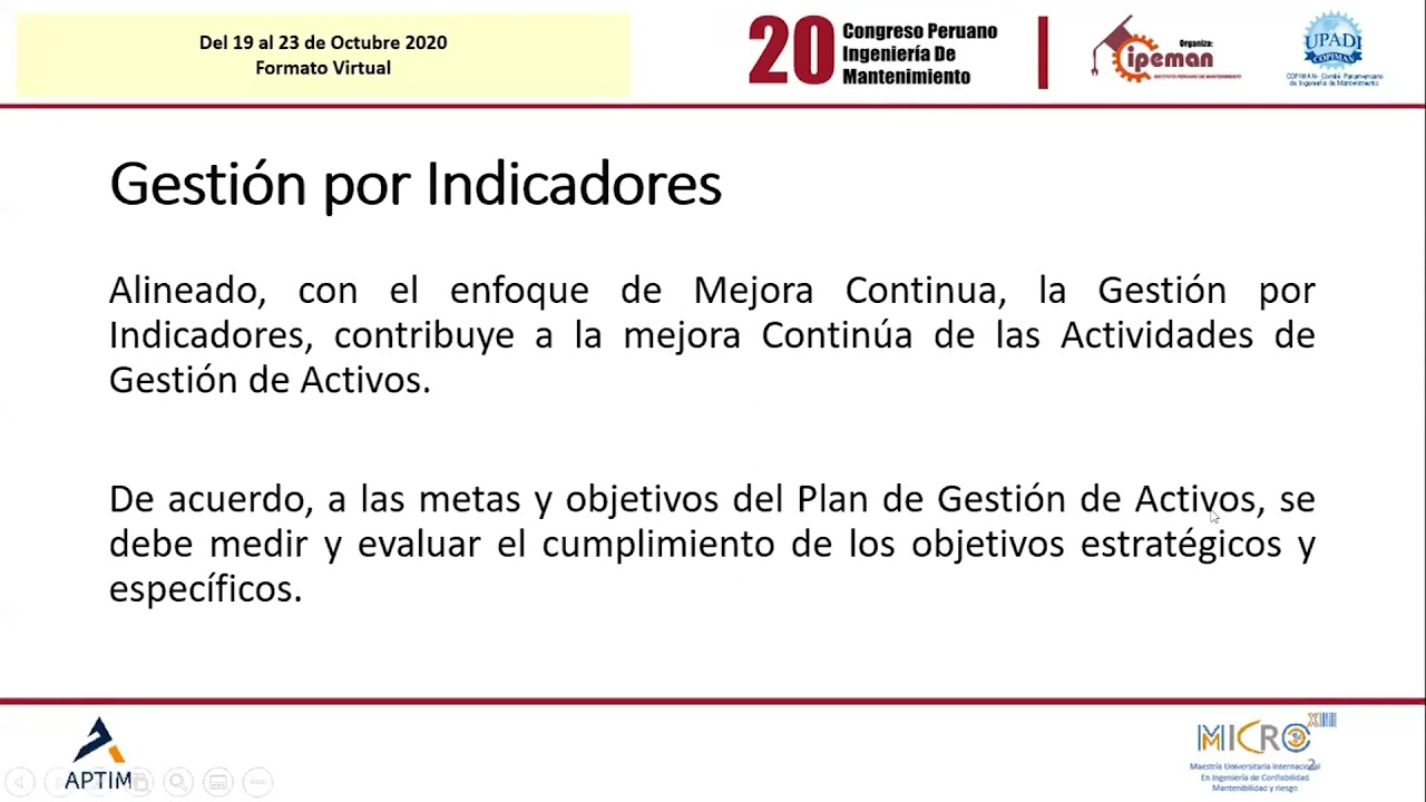 El rol de los Indicadores de Mantenimiento, en la mejora continua de la Organización de Mantenimi...