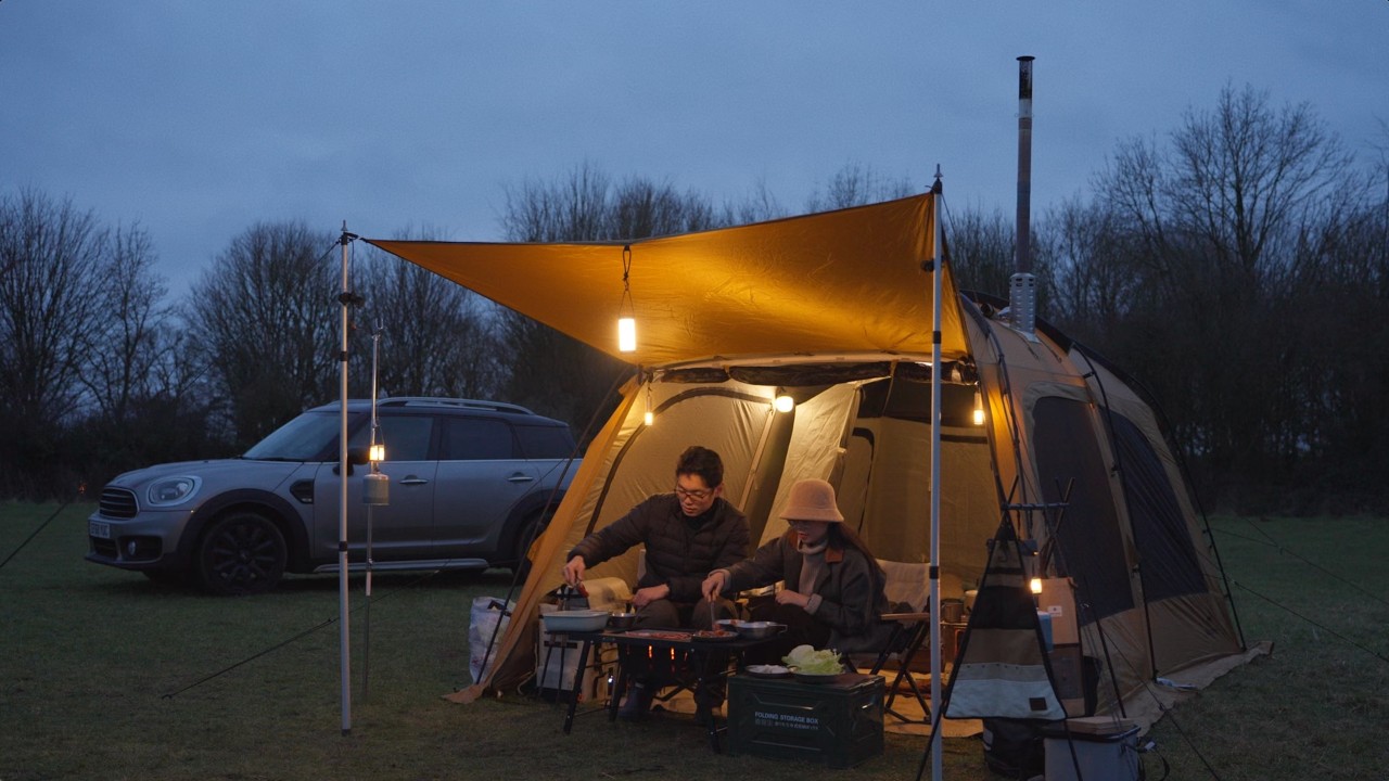 Setting Up Tent at Night with Naturehike Dune 10.9 Hot Tent | Hot Pot and BBQ | UK Camping | Ep. 11