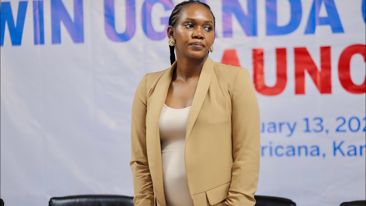 Pregnant Phiona Nyamutoro proudly presents speech to Women in Nuclear in Kampala