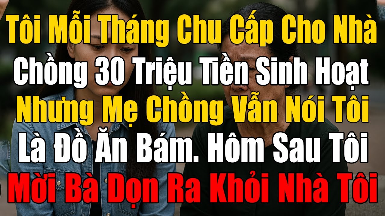Tôi Mỗi Tháng Chu Cấp Cho Nhà Chồng 30 Triệu Nhưng Vẫn Bị Mẹ Chồng Nói Là Đồ Ăn Bám.