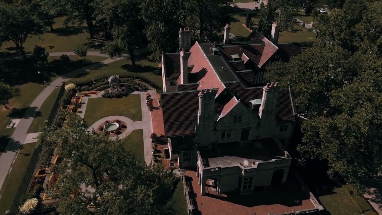 Drone flyover - Windsor, Ontario's beautiful Willistead Manor and gardens.