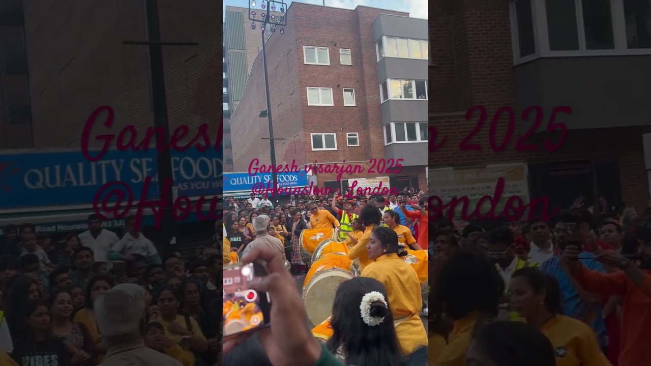 Ganesh Visarjan 2025 | Hounslow London with Dhol Beats 🥁🙏