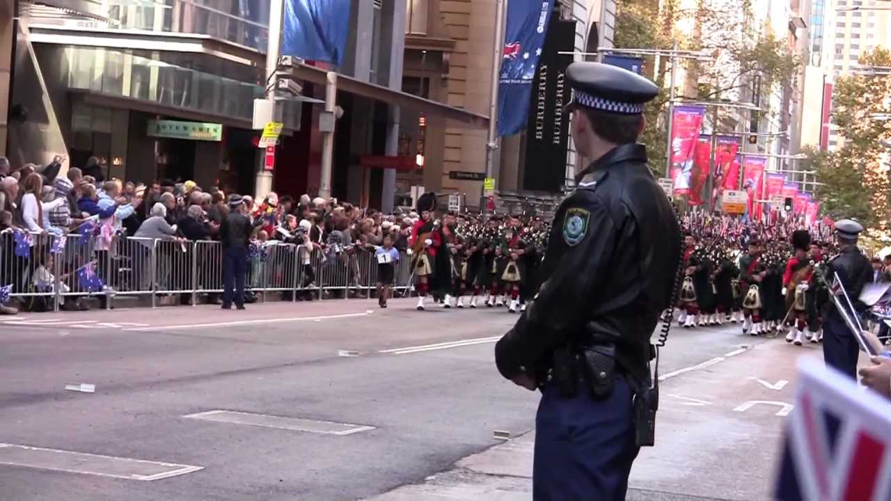 The Scots college pipes and drums Anzac day 2012.MTS