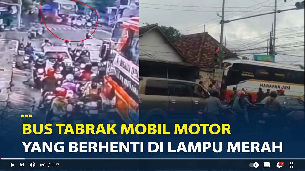 Kronologi Bus Harapan Jaya Tabrak Tabrak Mobil Motor yang Berhenti di Lampu Merah Kediri
