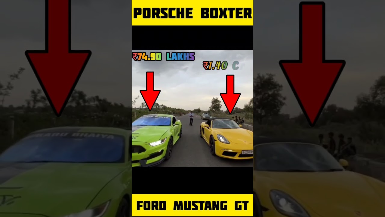 Drag Race Porsche Boxter Vs Mustang GT #shorfeeds #elvishyadav #uk07rider #carshorts