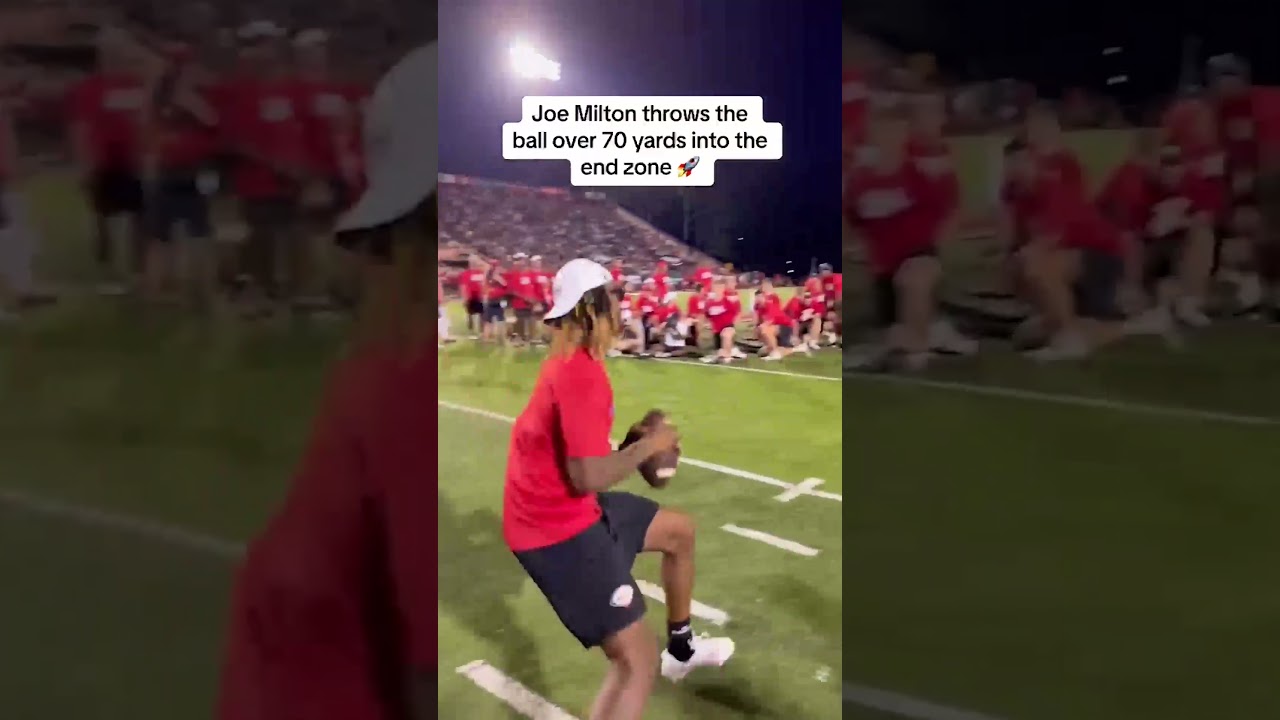 Joe Milton throws the ball over 70 YARDS at the Manning Passing Academy 🚀 #shorts
