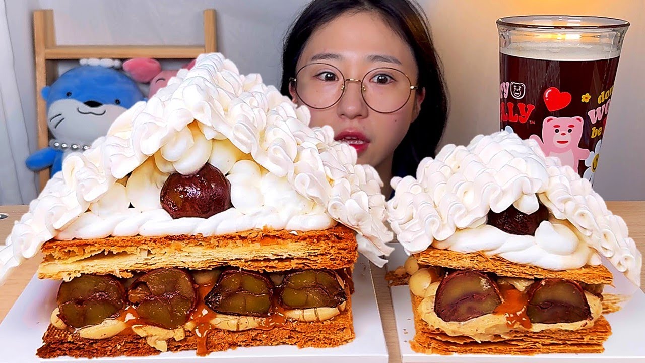 파이 케이크🏠 몽블랑 파이 머랭쿠키 밤크림 헤이즐넛 홀파이 홀케이크 디저트 먹방 Dessert Mukbang