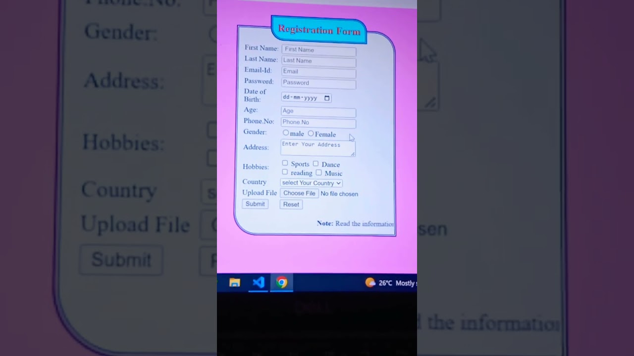 How to make Registration form using HTML and CSS #youtubeshorts #shortvideo #design #programming