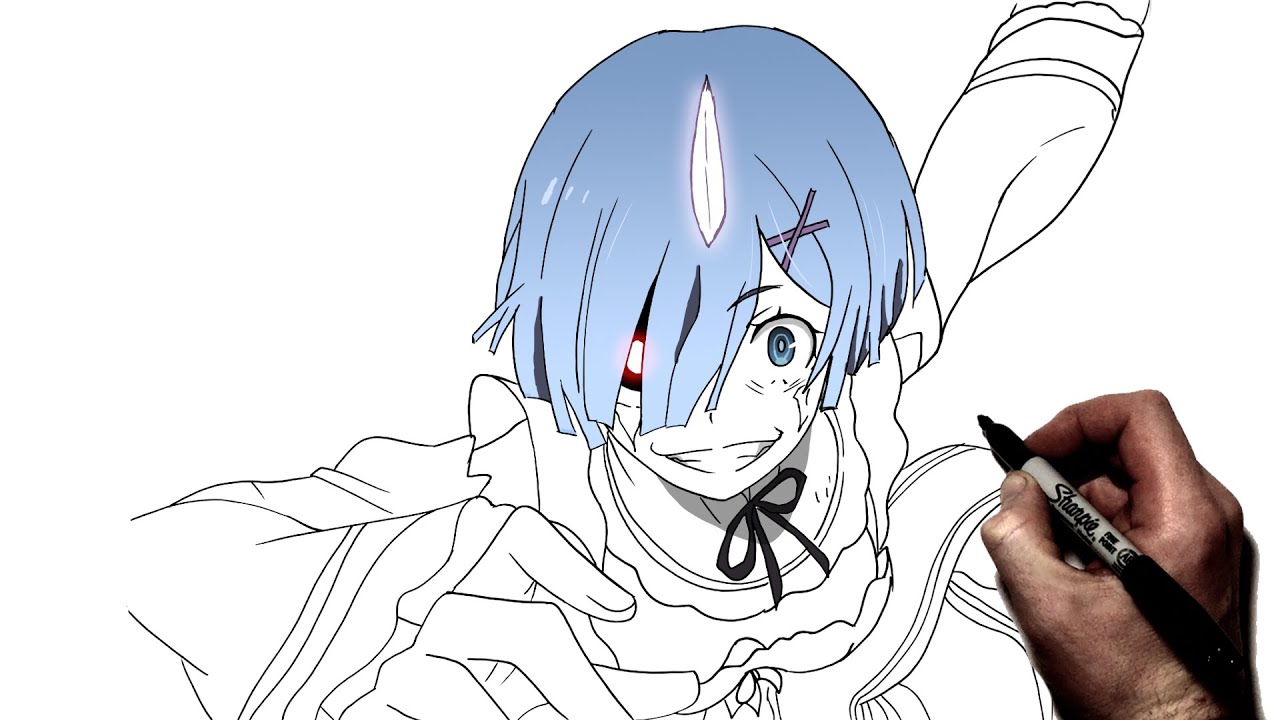 How To Draw Rem (Demon Form) | Step By Step | Re:Zero