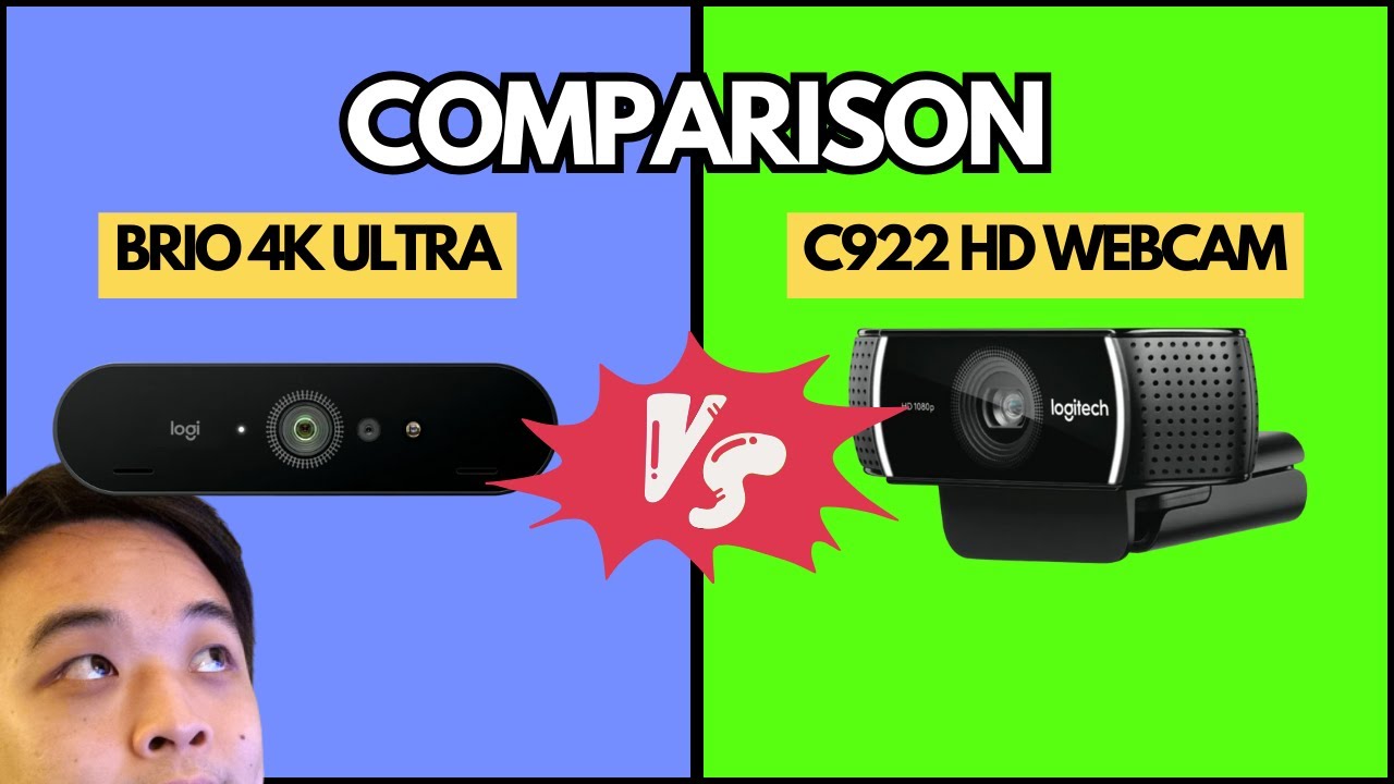 Logitech BRIO 4K vs C922 Pro Webcam 2 MINUTE Video Comparison | Side by Side, Price and More