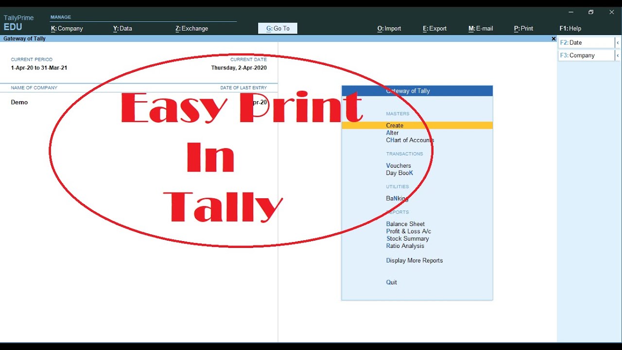 Easy print any bill direct from daybook or ledger vouchers in Tally Prime Or Tally ERP9