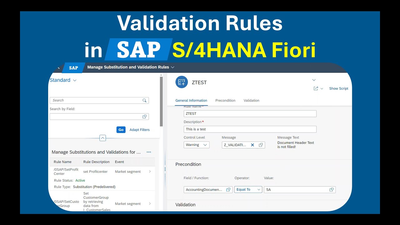 Validation Rules in SAP S/4HANA Finance using Fiori | Tutorial