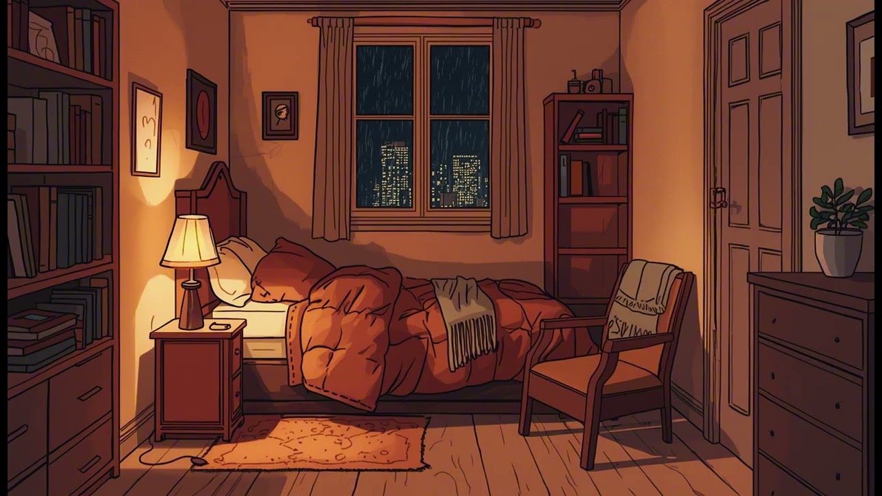 Small Apartment Bedroom Rain at Night 🌧️ | Storybook Sleep Ambience | No Music | 3 Hours