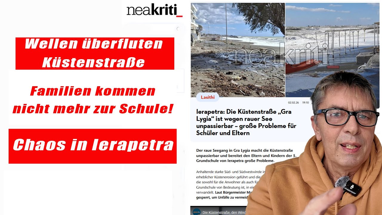 Chaos nach Sturm - Ierapetra im Ausnahmezustand - Familien erreichen Schule nicht! Kreta 2026