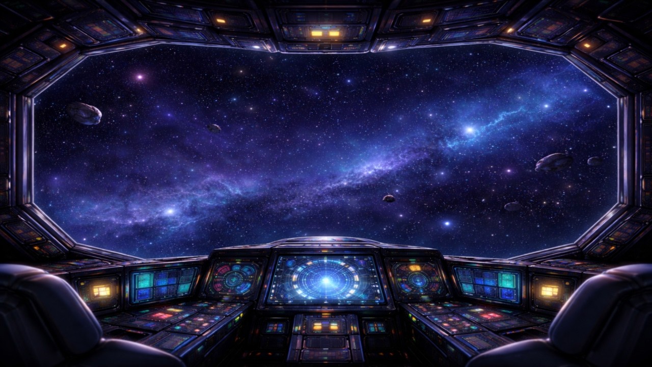 Space Cockpit Ambience – Deep Sleep, Relaxing Galaxy View, 4K