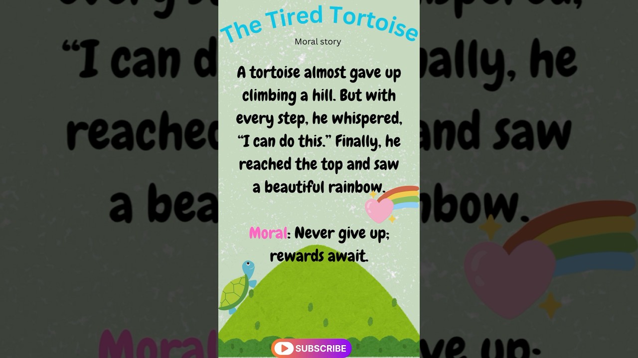 The tired tortoise 🐢 #moralstory #englishstoriese #shortstory #englishtales #childrensstories #kids