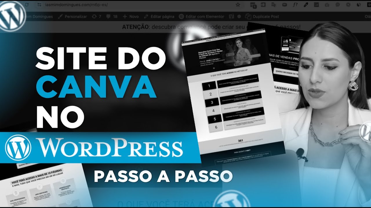 Como usar PÁGINA do CANVA no WordPress Elementor | Tutorial Completo   - Iasmim Domingues