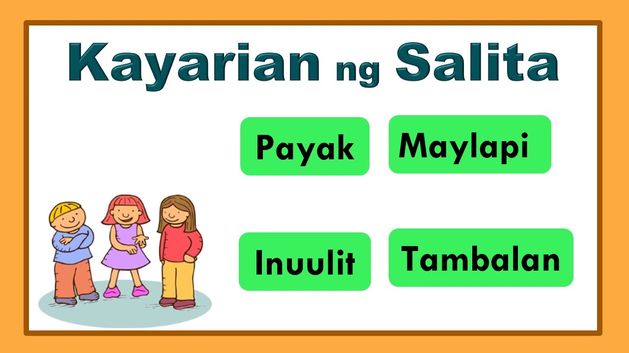 KAYARIAN NG SALITA (Payak, Maylapi, Inuulit at Tambalan)