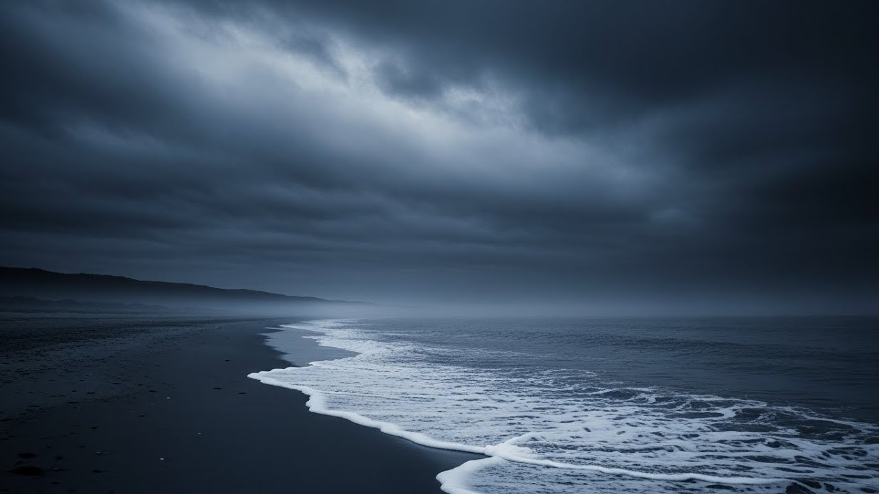 Gentle Sea Waves at Night | No Ads for Calm Breathing and Mental Ease with Silent Beach Mood