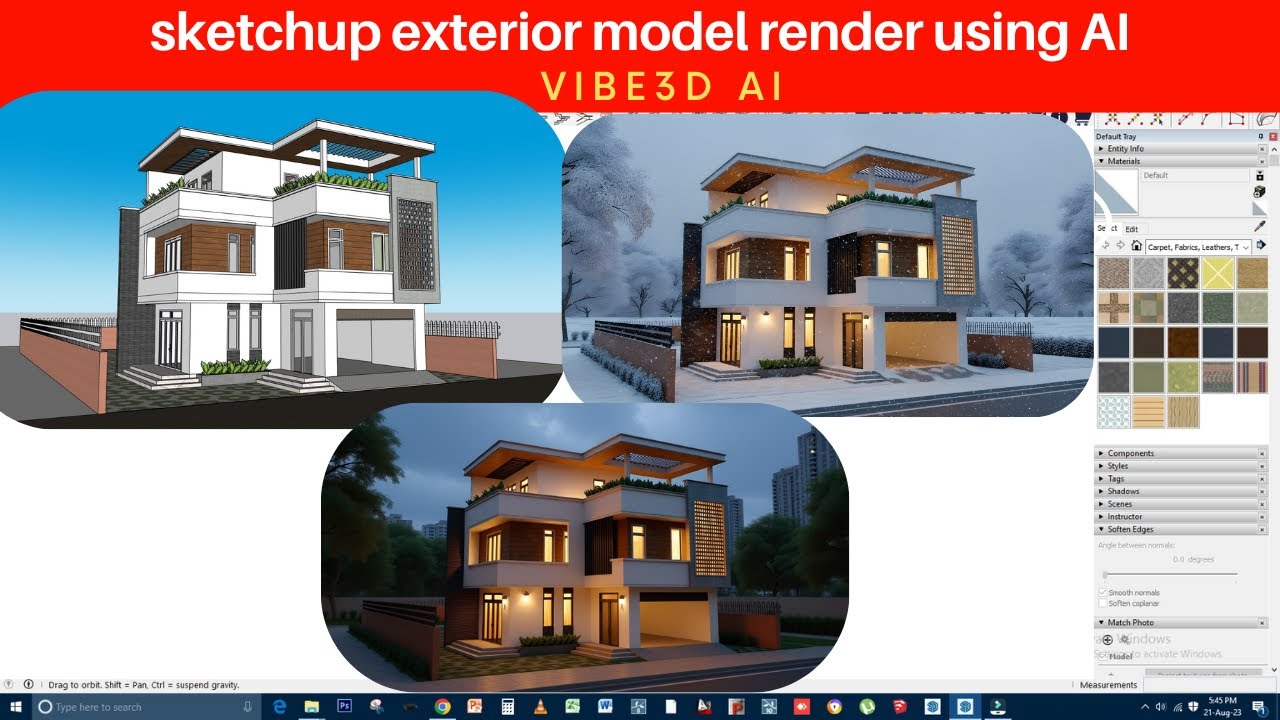 Быстрый рендеринг модели экстерьера в SketchUp / Vibe 3D AI