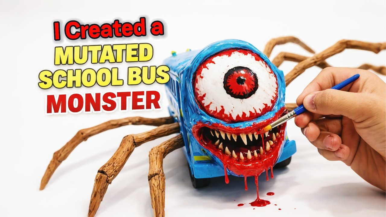 😱 I Created a MUTATED SCHOOL BUS MONSTER | DIY Light Clay