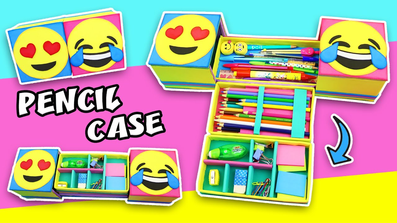 😍 DIY EMOJIS 𝙋𝙀𝙉𝘾𝙄𝙇 𝘾𝘼𝙎𝙀 👉 SEASON # 19 How to make a Triple Pencil Case 😎 | aPasos Crafts DIY ❣️