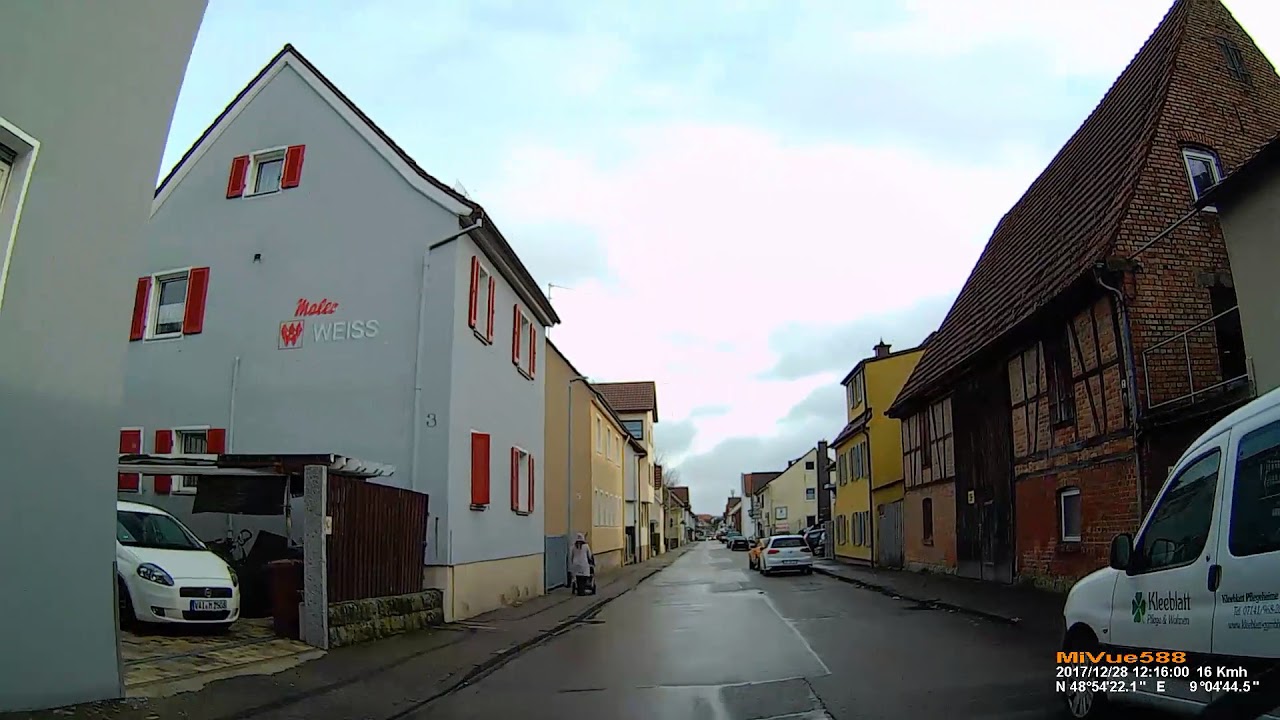 D: Stadt Markgröningen. Landkreis Ludwigsburg. Fahrt durch den Ort. Dezember 2017