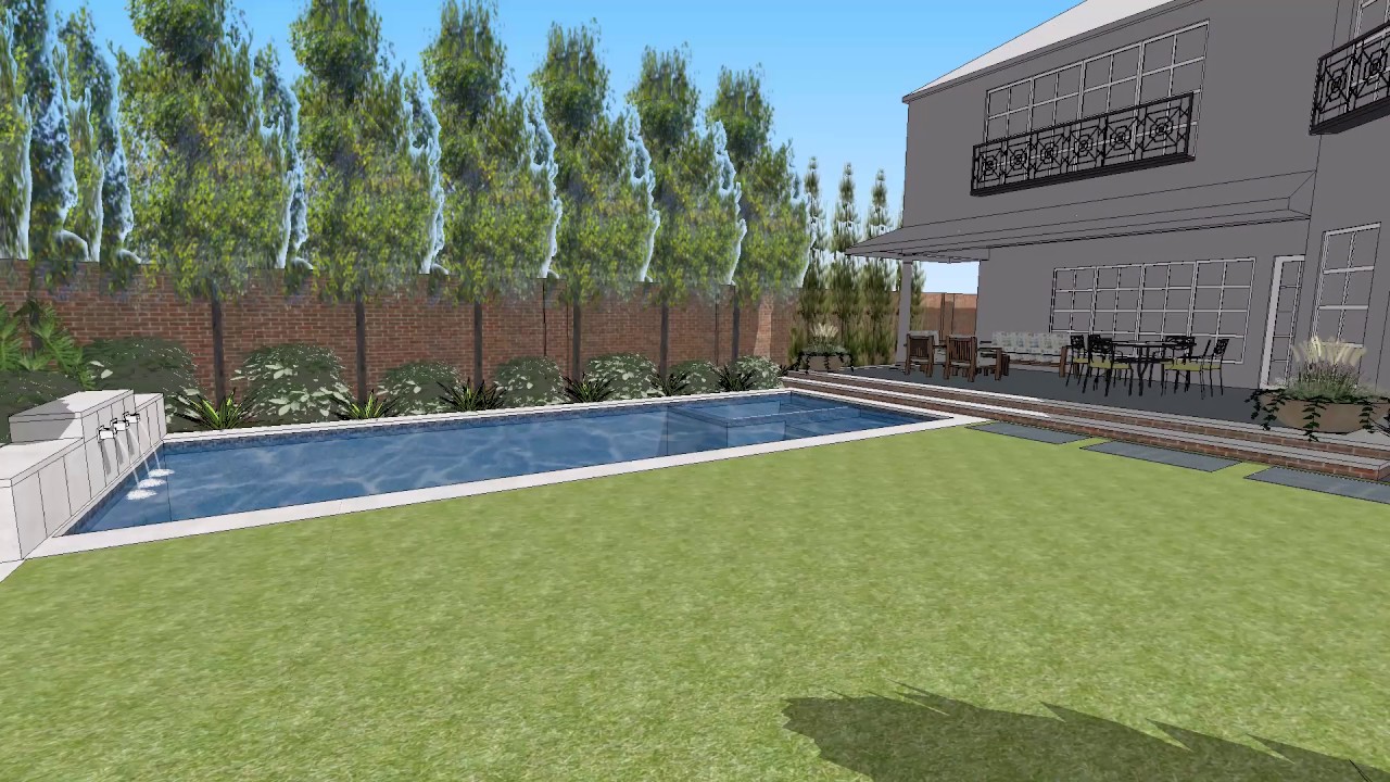 Highland Park Modern Garden Style Swimming Pool, Spa & Water Feature