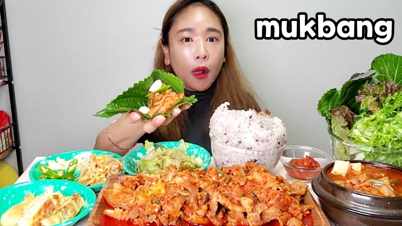 집밥 먹방!제육볶음 차돌된장찌개 계란말이 쌈밥 먹방 Korean Food stir-fried pork(Jeyukbokkeum)Ssambap Mukbang eating show