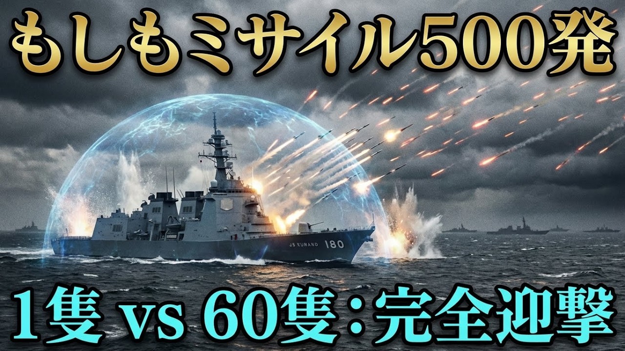 【衝撃】もしも中露艦隊60隻が日本を奇襲したら：護衛艦「くまの」がミサイル500発を迎撃する【AIシミュレーション】