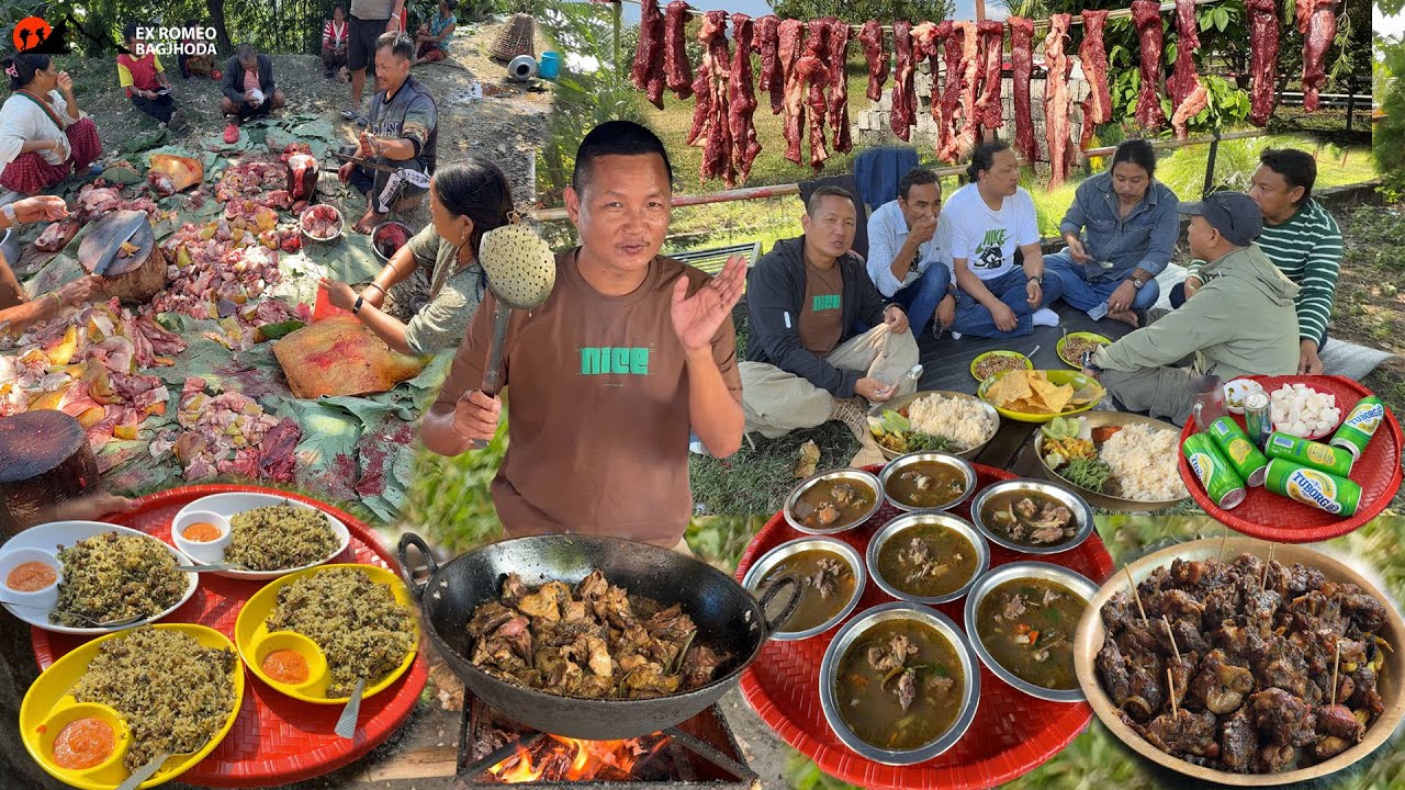 Nepali Village Life Pig Cutting in Village We Test Local Chicken Watchipa Fry Soup and Rice Letang