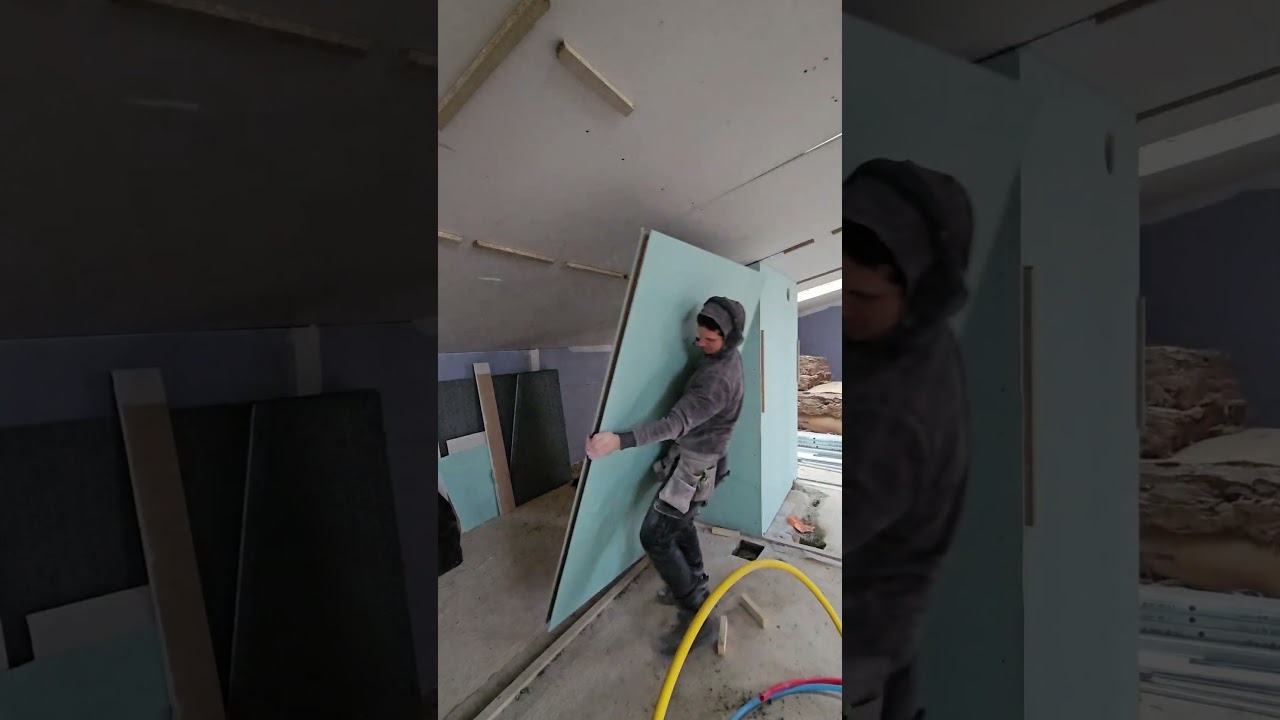 Preparatio et pose placopan50 #plaquiste #placo #chantier #batiment