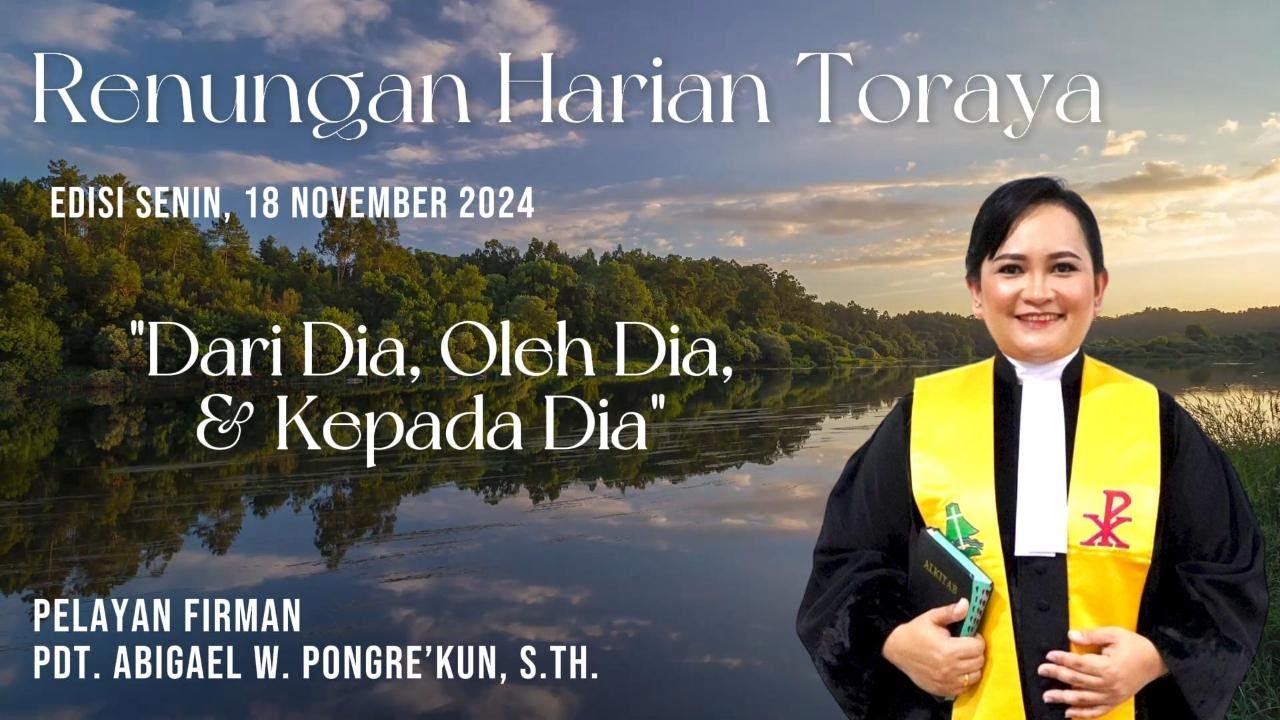 Renungan Harian Toraya | Senin, 18 November 2024