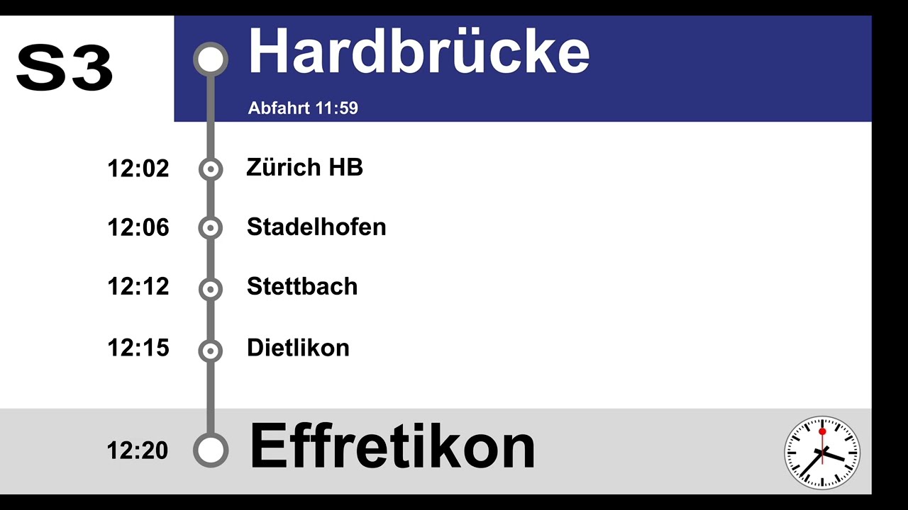ZVV Ansagen, S3 (Zürich Hardbrücke-Effretikon) Bauarbeiten Special