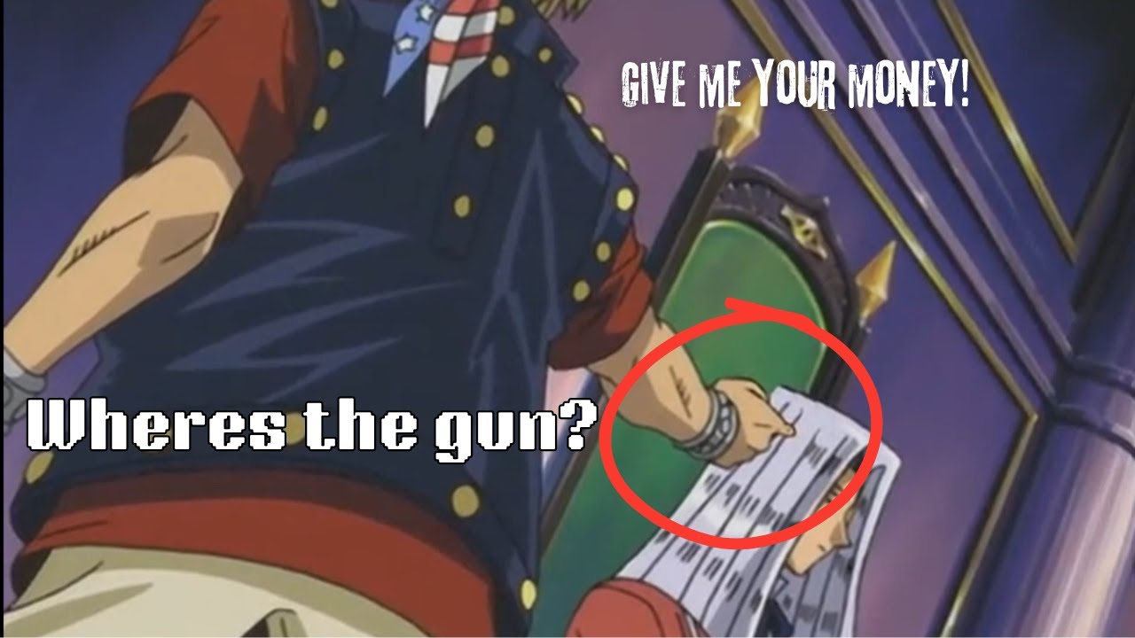 Bandit Keith points a gun at Pegasus. Yugioh Uncensored Moments.