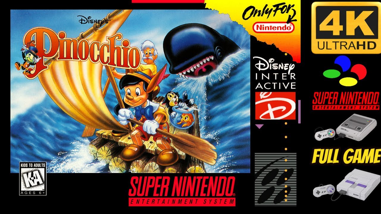 Pinocchio [SNES] Gameplay Walkthrough FULL GAME [4K60ᶠᵖˢ🔴]