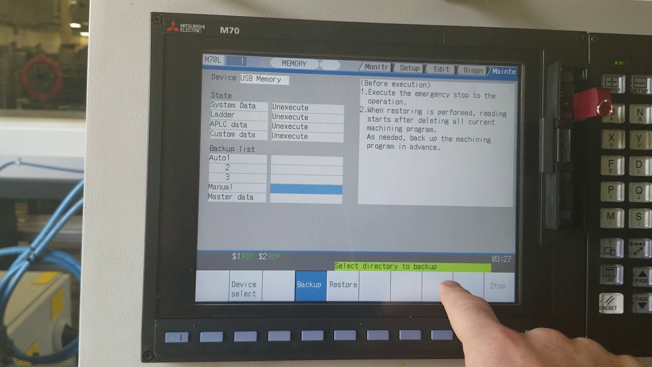 Mitsubishi control complete backup