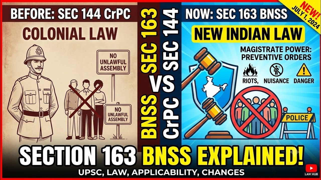 Section 163 of BNSS (formerly Section 144 of CrPC) #bnss2023 #section163 #section144 #upsc #law #...