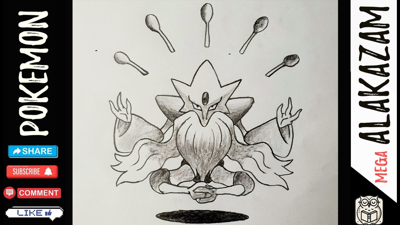 How to Draw Mega Alakazam with Pencil | Easy Pokemon Sketch Tutorial