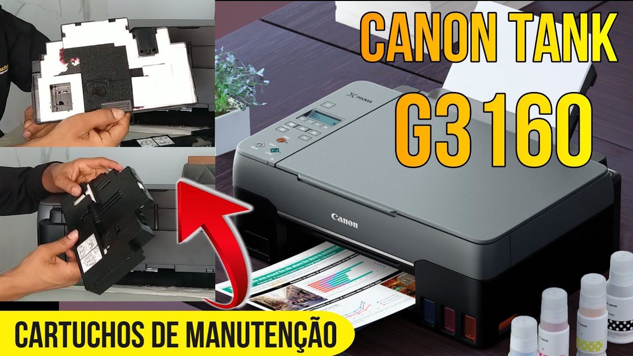 CANON G3160 - como trocar ou lavar o CARTUCHO DE MANUTENÇÃO (almofada, lixeira, dispenser)