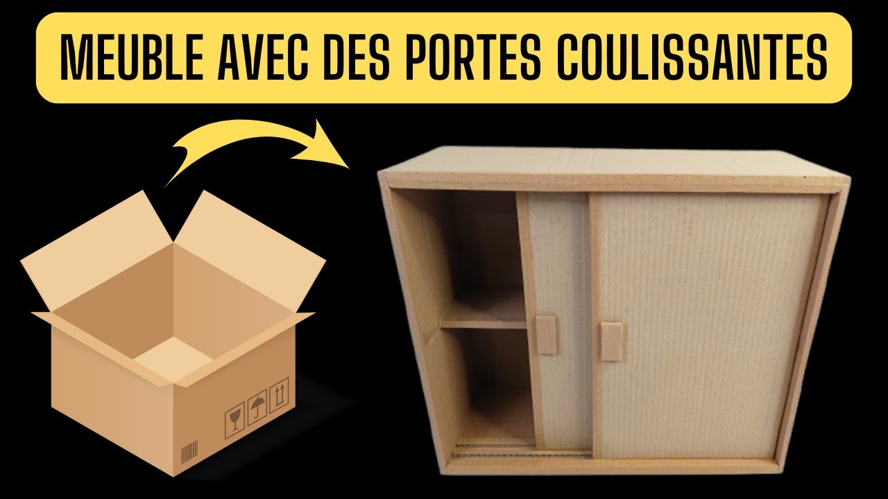 Fabrique un meuble en carton avec portes coulissantes – Incroyable mais vrai ! Facile et Économique👍