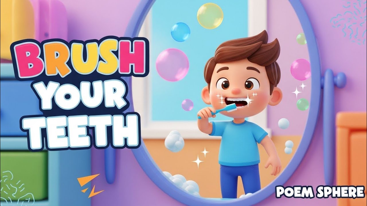 Brush your teeth| Nursery Rhymes for Kids| English Learning Poem 