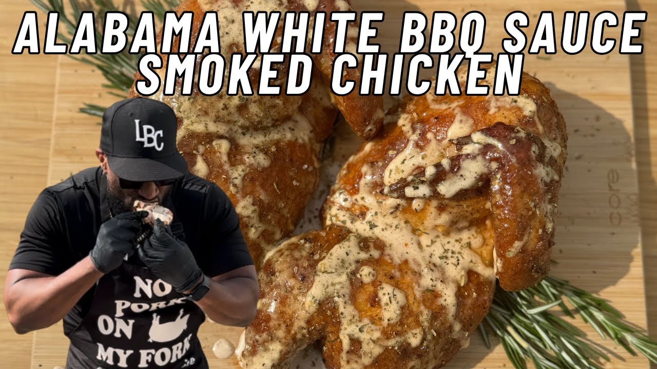 Juicy Smoked Chicken with Homemade Alabama White BBQ Sauce | Southern Style BBQ