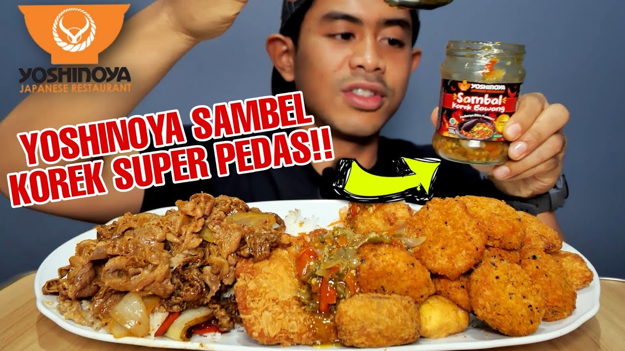 MUKBANG YOSHINOYA SAMBEL KOREK SUPER PEDES TERBARU!!
