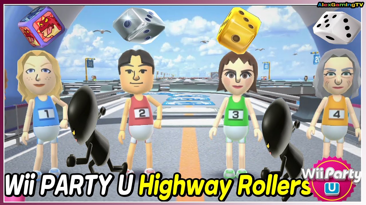 Wii Party U - Highway Rollers ( Rachel vs Hyun-woo vs Claudia vs Leonie) Expert CPU | AlexgamingTV