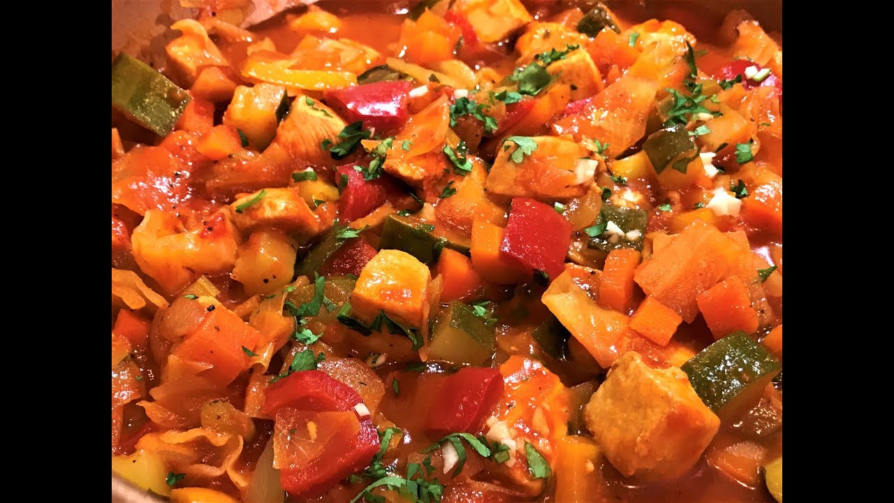 Тушёные Овощи с Куриной грудкой. Лёгкий Ужин. Vegetables with Chicken Breast