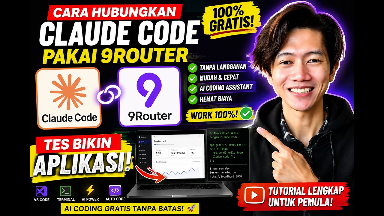 CLAUDE CODE GRATIS TANPA BAYAR?! Saya Hubungkan Pakai 9Router & Langsung Bikin Aplikasi!
