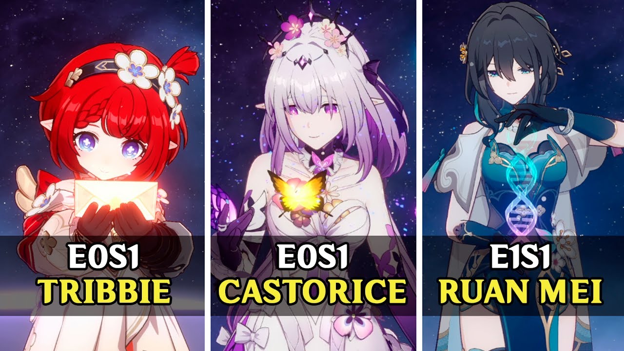 Ruan Mei E1 vs Tribbie E0 with Castorice E0S1 Auto-battle Showcase Comparison - Honkai: Star Rail