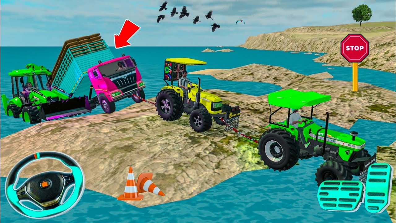Truck 🚛 stuck in deep sea water 🌊 ⛵😔 Rescued by Tractor JCB in game 