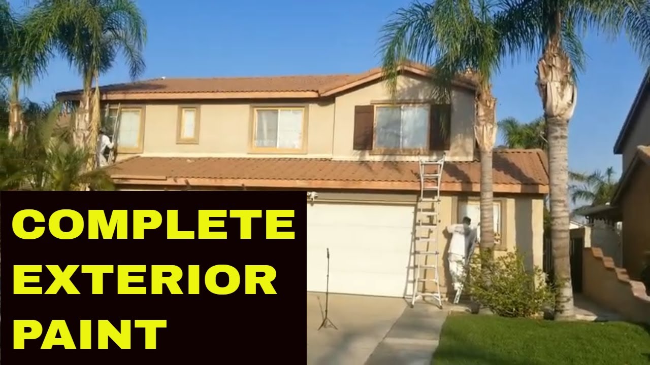Painting COMPLETE EXTERIOR  2 story house Airless SPRAY Brush and Roll trim over 50